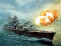 Battleship Bismarck eine Salve abfeuern